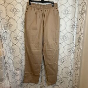 Pembrook Men's Twill Casual Pants Elastic Waist Tan Pockets New Size Large